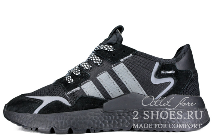Кроссовки Adidas Nite Jogger black triple  черные
