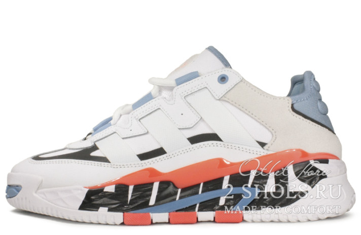 Кроссовки Adidas Niteball White Solar Red Hazy Blue FX7644 белые