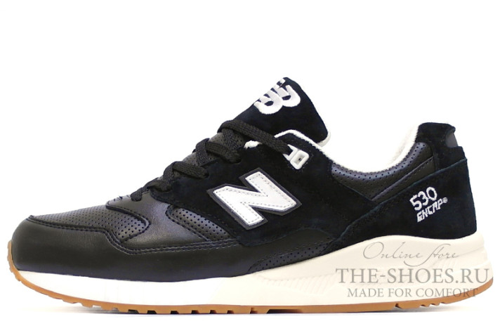 Кроссовки New Balance M530ATB Black White Leather  черные, кожаные