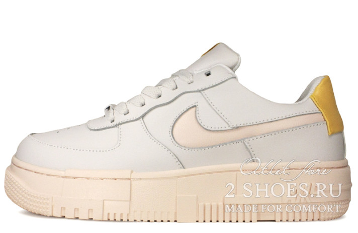 Кроссовки Nike Air Force 1 Pixel White Arctic Orange DM3054-100 бежевые, кожаные