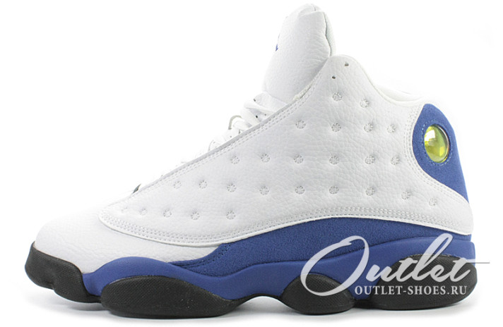 Кроссовки Nike Air Jordan 13 (XIII) White Hyper Royal Black 414571-117 белые, кожаные