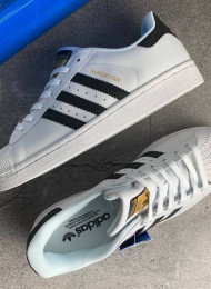 Кроссовки Adidas SuperStar White Black живое фото 2