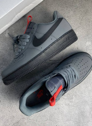 Кроссовки Nike Air Force 1 Low Anthracite Black University Red живое фото 2